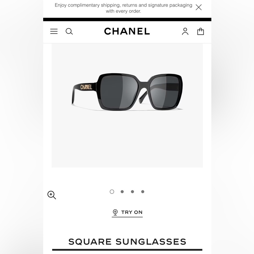 Authentic CHANEL Black and Gold Square Sunglasses